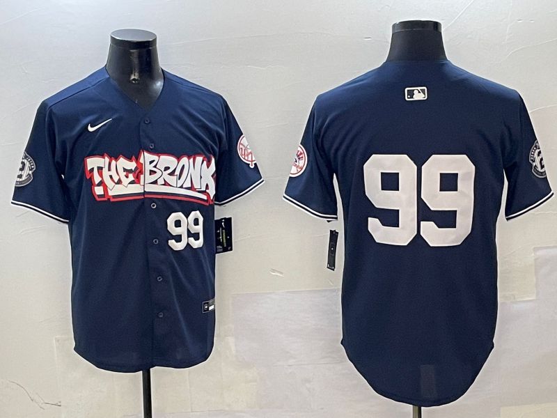 Men New York Yankees #99 Judge Drak Blue four generations Joint Name 2025 Nike MLB Jersey style 11